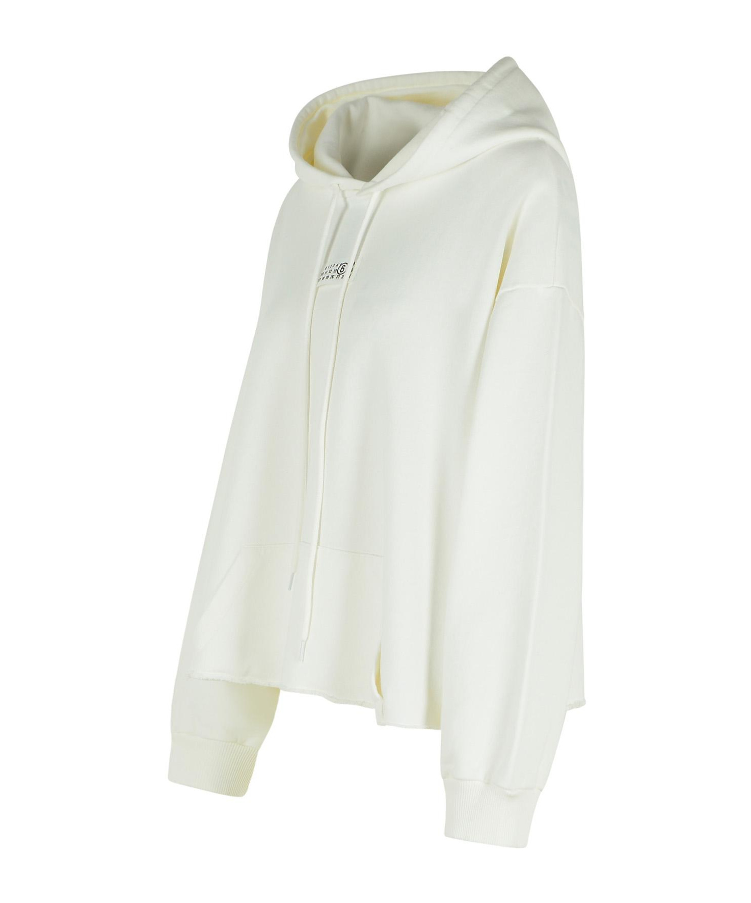 Mm6 Maison Margiela Logo Unbrushed Cotton Sweatshirt Hoodie In White