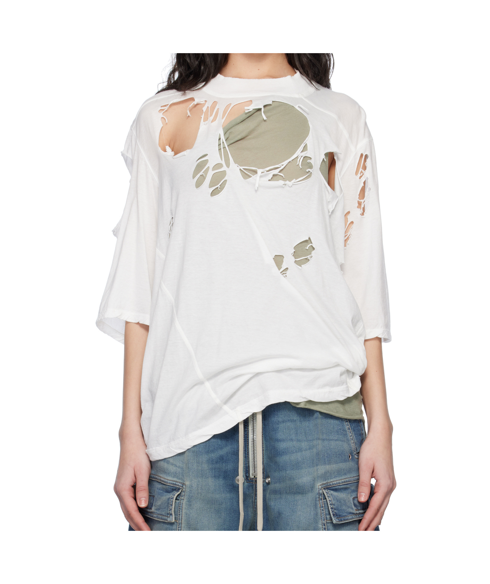 Rick Owens Drkshdw Off-white Hollywood Walrus T-shirt In White