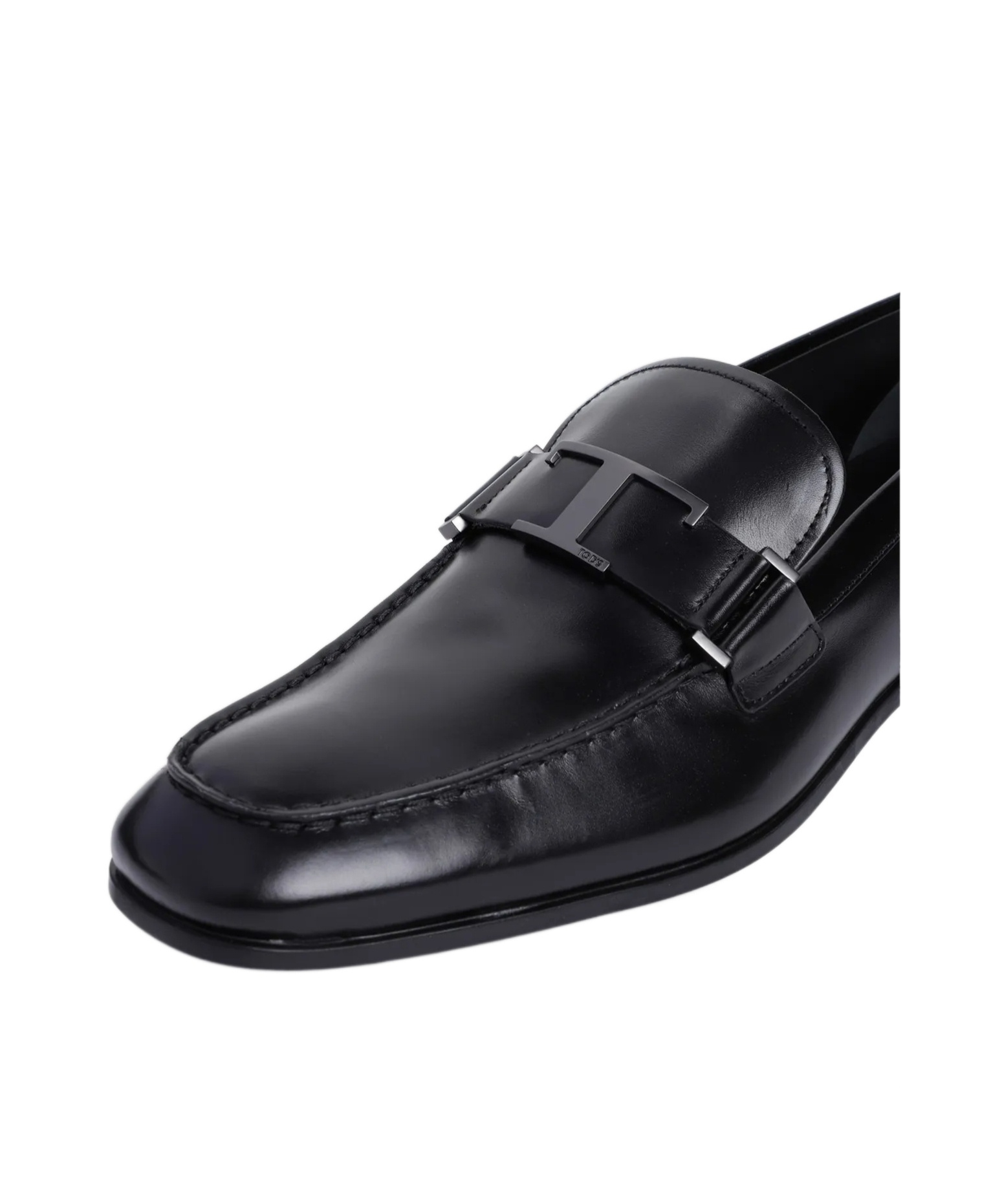 Tod's Double T Buckle Loafers In Brushed Leather In Black