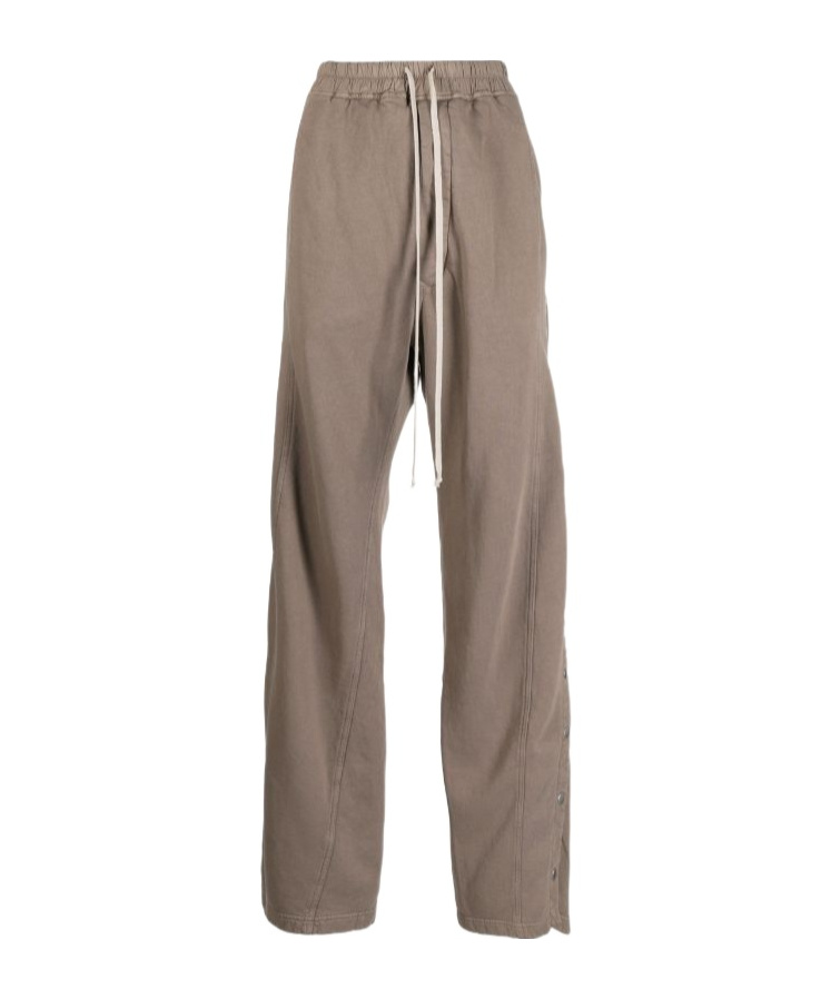 Rick Owens Drkshdw Press-stud Drawstring Cotton Trousers In Gray