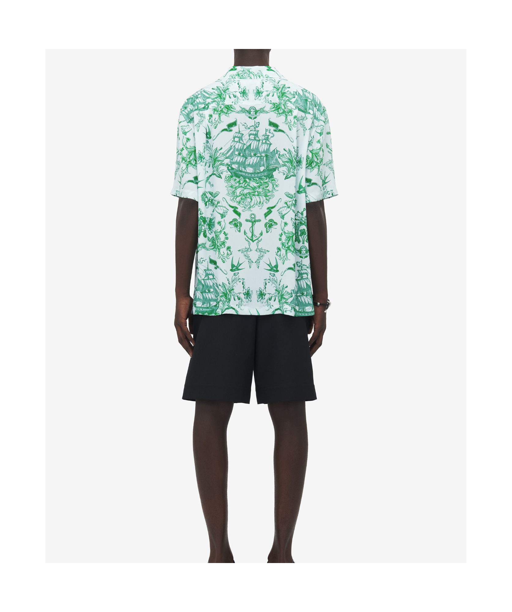 Alexander Mcqueen Men's Sailor Tattoo Hawaiian Shirt In Blue/green In Multi