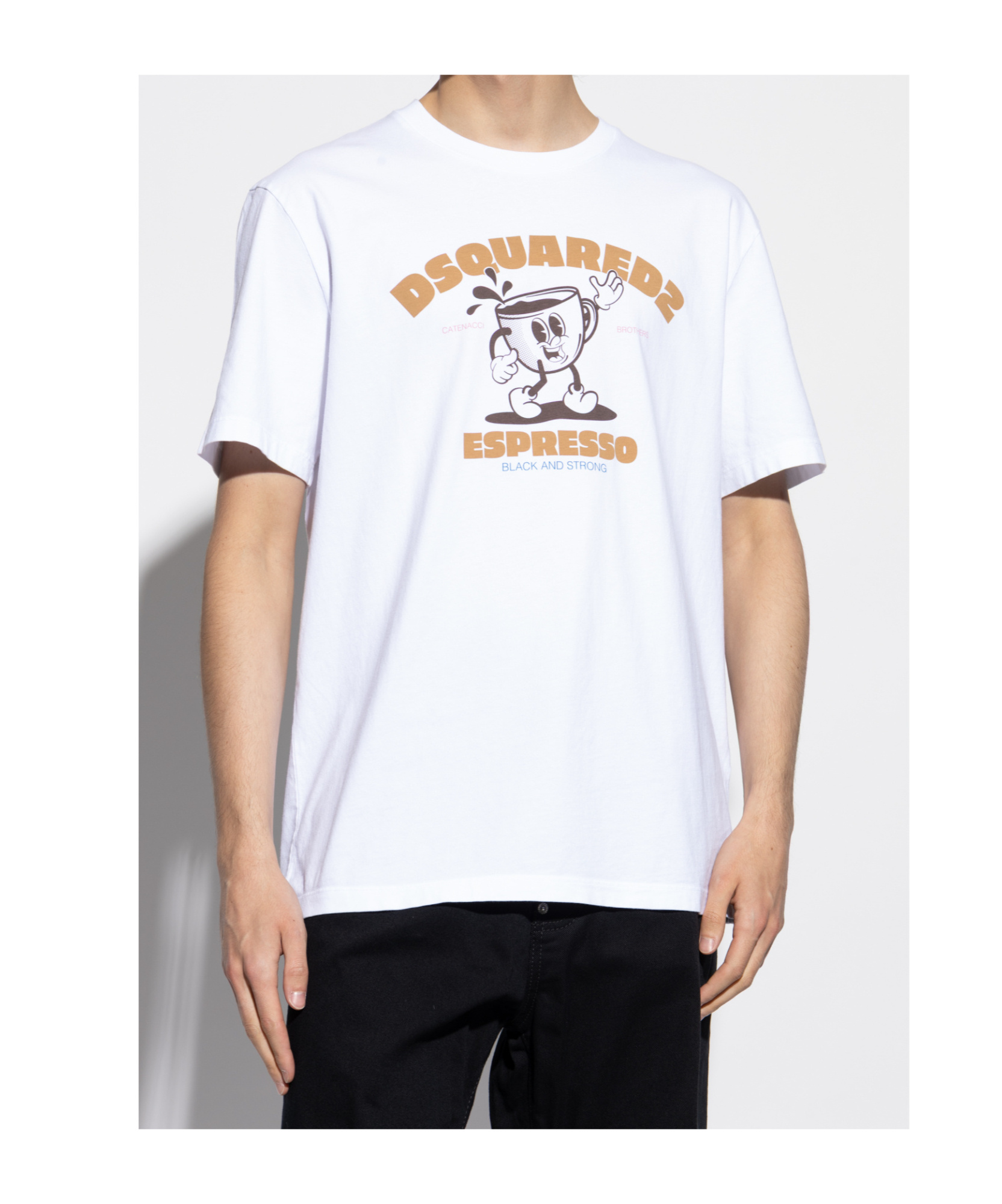 Dsquared2 Playful Graphic Print Cotton T-shirt In White