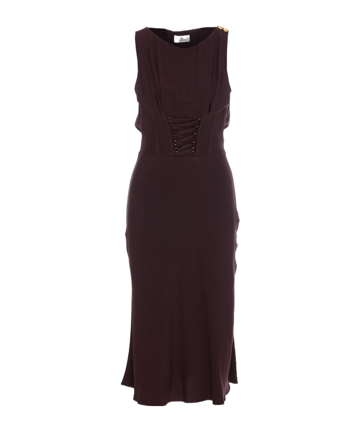 Shop Elisabetta Franchi Lace-up Detail Midi Dress In Black