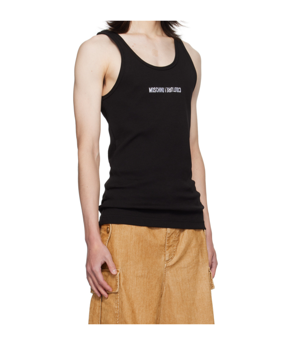 Moschino Logo Pattern Embroidered Vest In Black