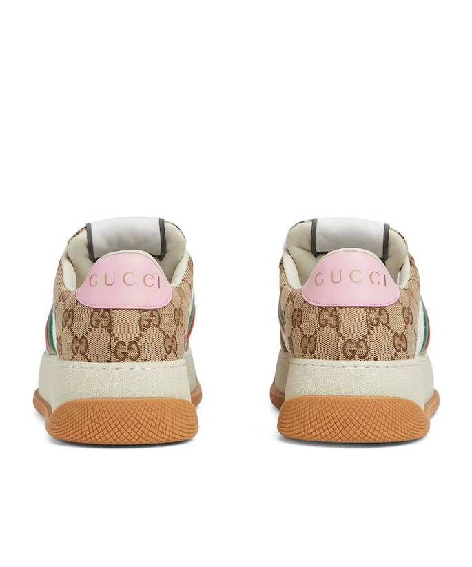 Gucci Multicolor Gg Fabric Double Screener Sneakers In White
