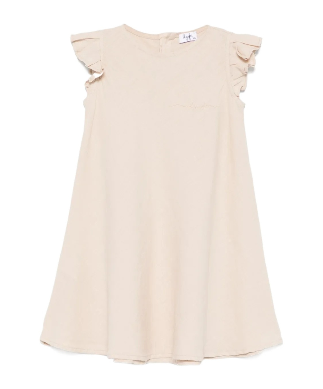 Il Gufo Linen Ruffled Dress In Neutral