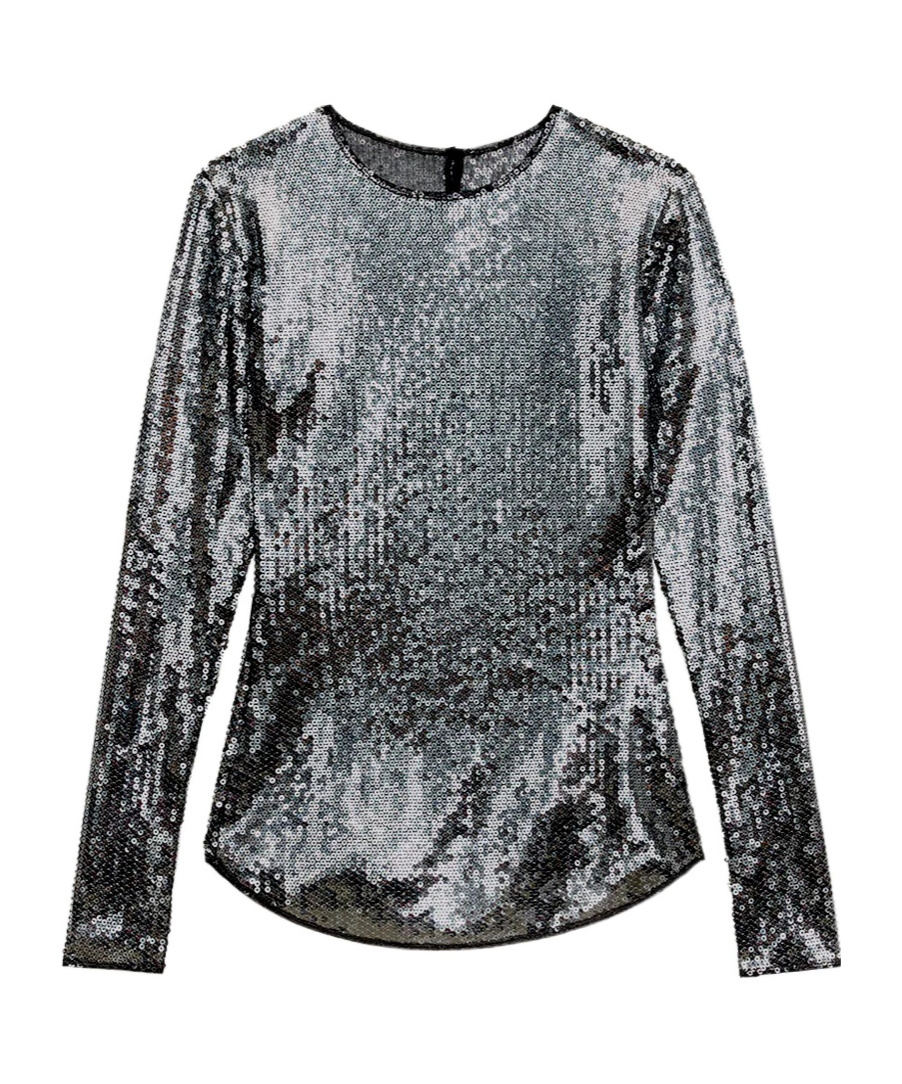 Isabel Marant Hilda Sequin Long-sleeve Top In Gray
