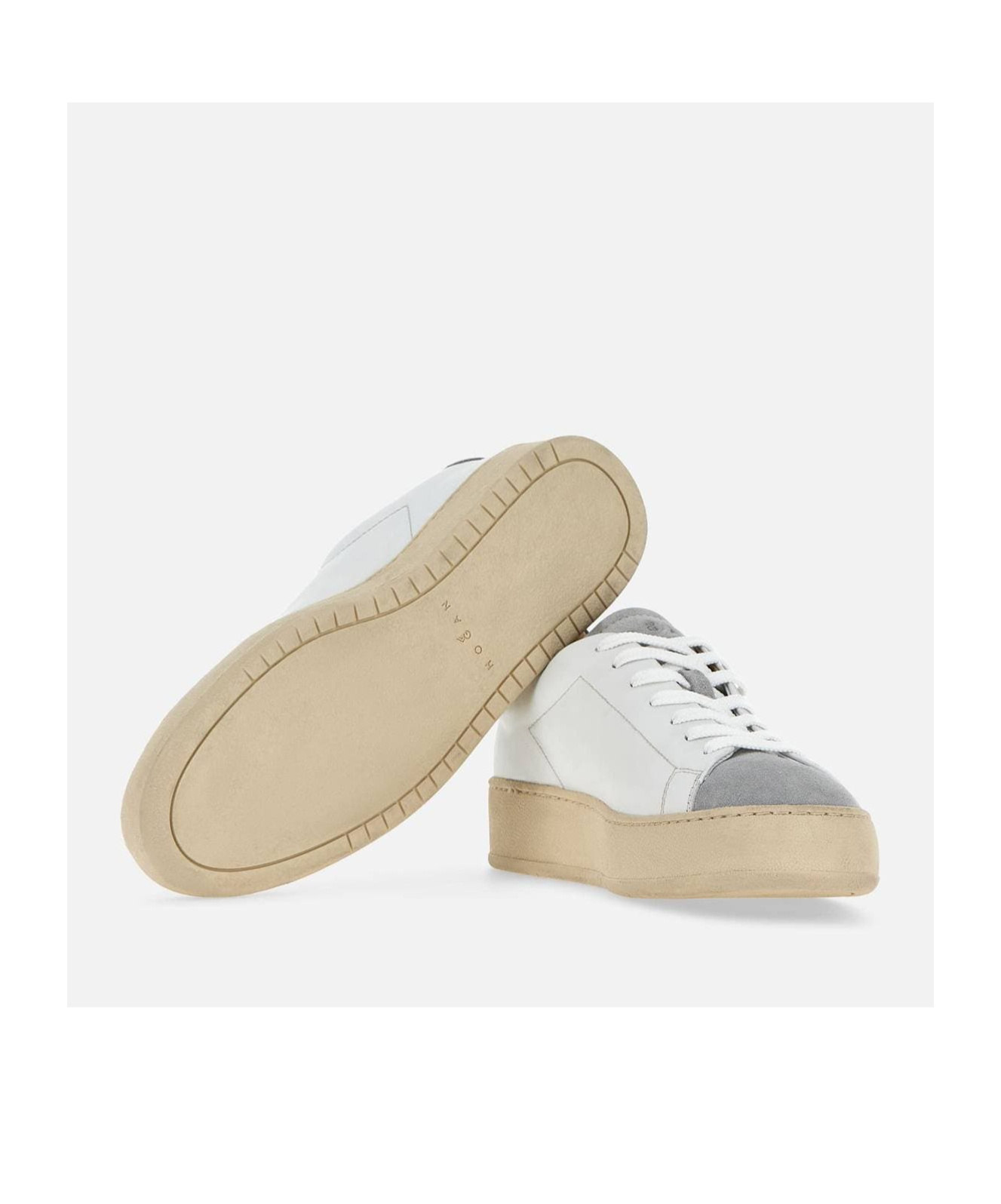 Hogan H672 Round Toe Lace-up Sneakers In White