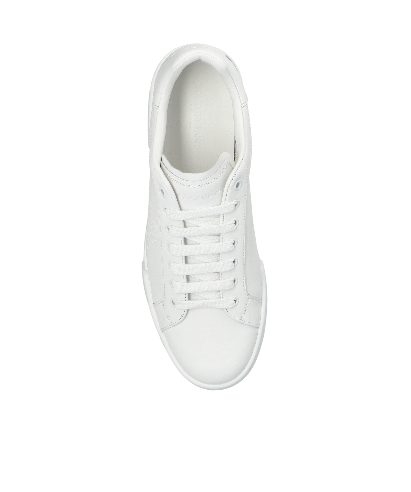 Dolce & Gabbana Portofino Calfskin Sneakers Dg Logo In White