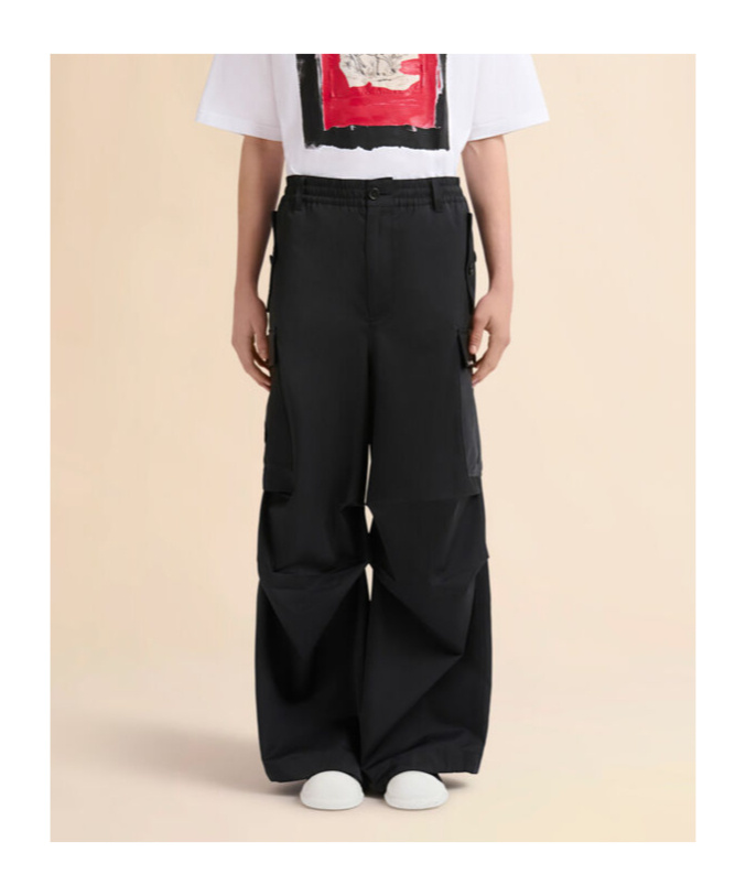 Marni Black Water-repellent Taffeta Cargo Pants In Black