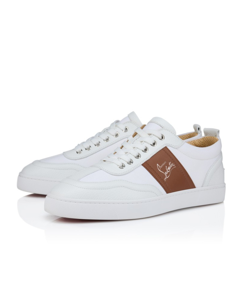 Christian Louboutin Retero Leather And Canvas Sneakers
