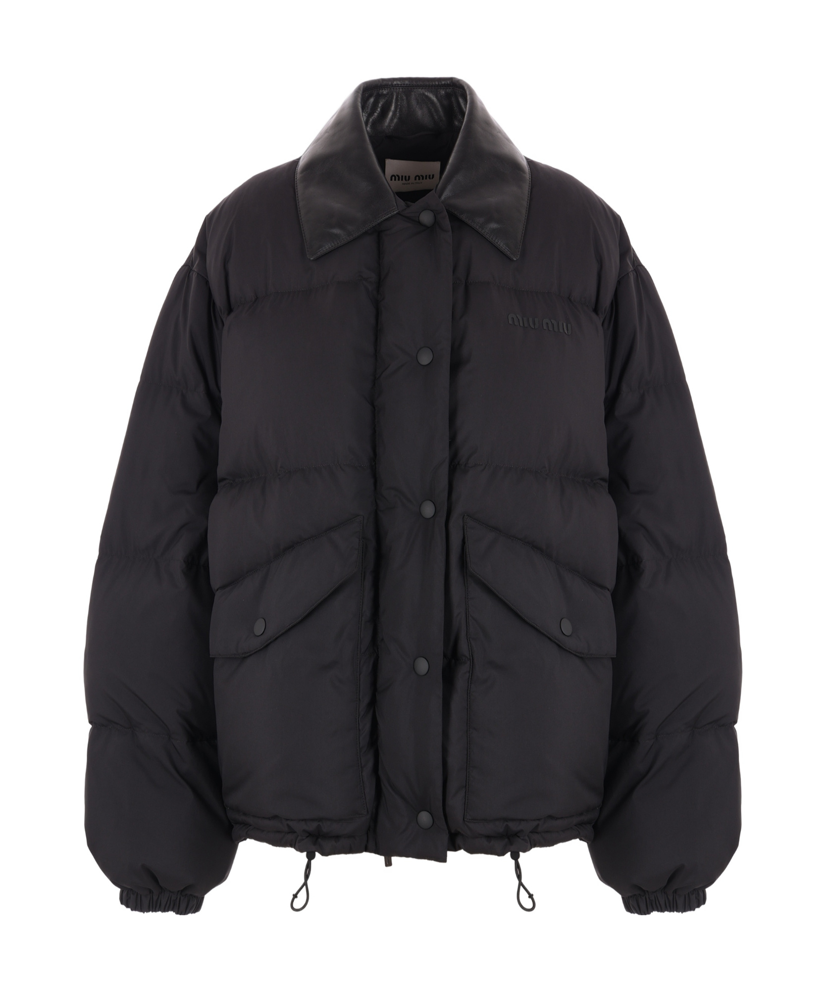Miu Miu Cropped Down Jacket In Black