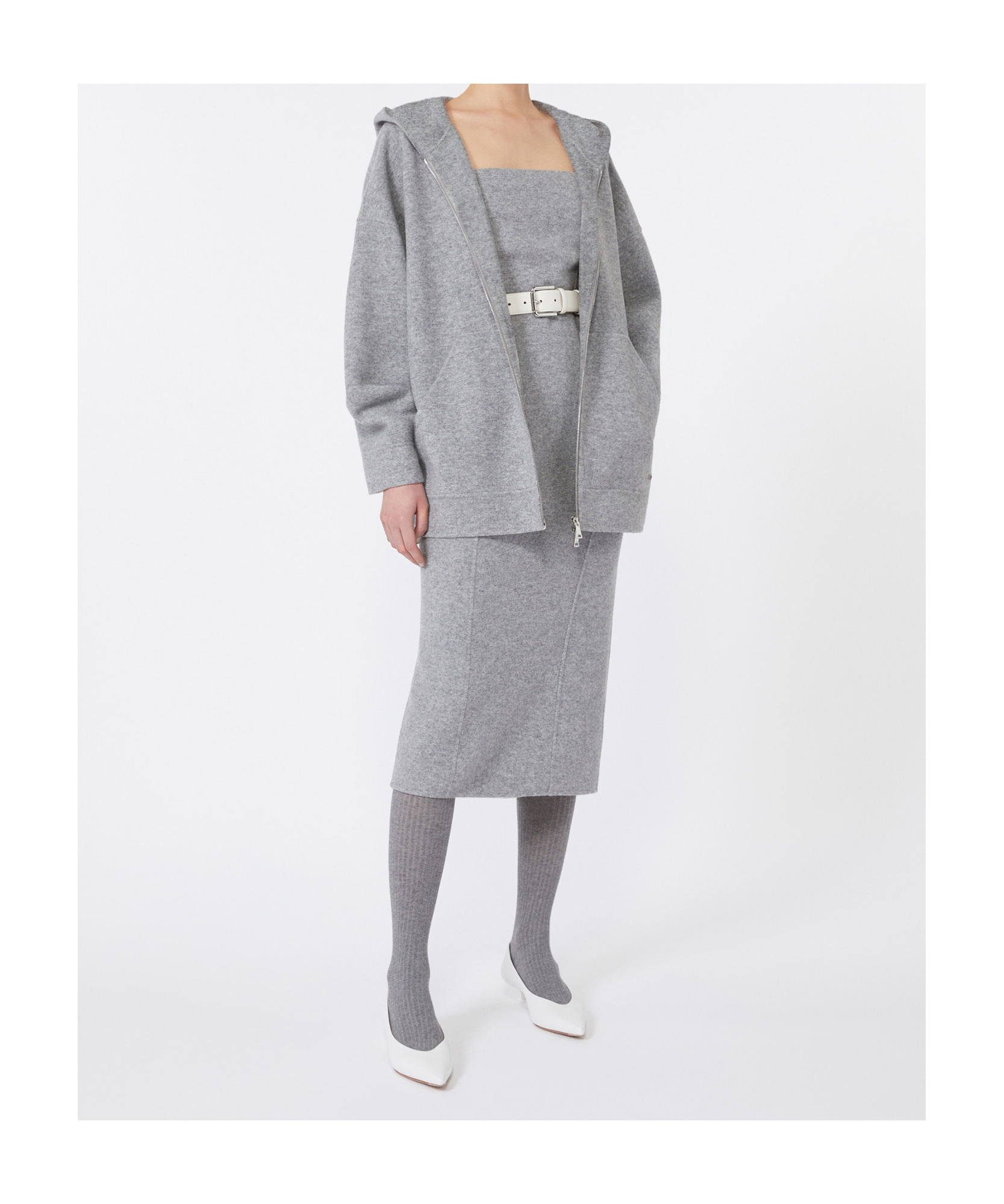 Max Mara Wool And Cashmere Bustier Dress In Gray