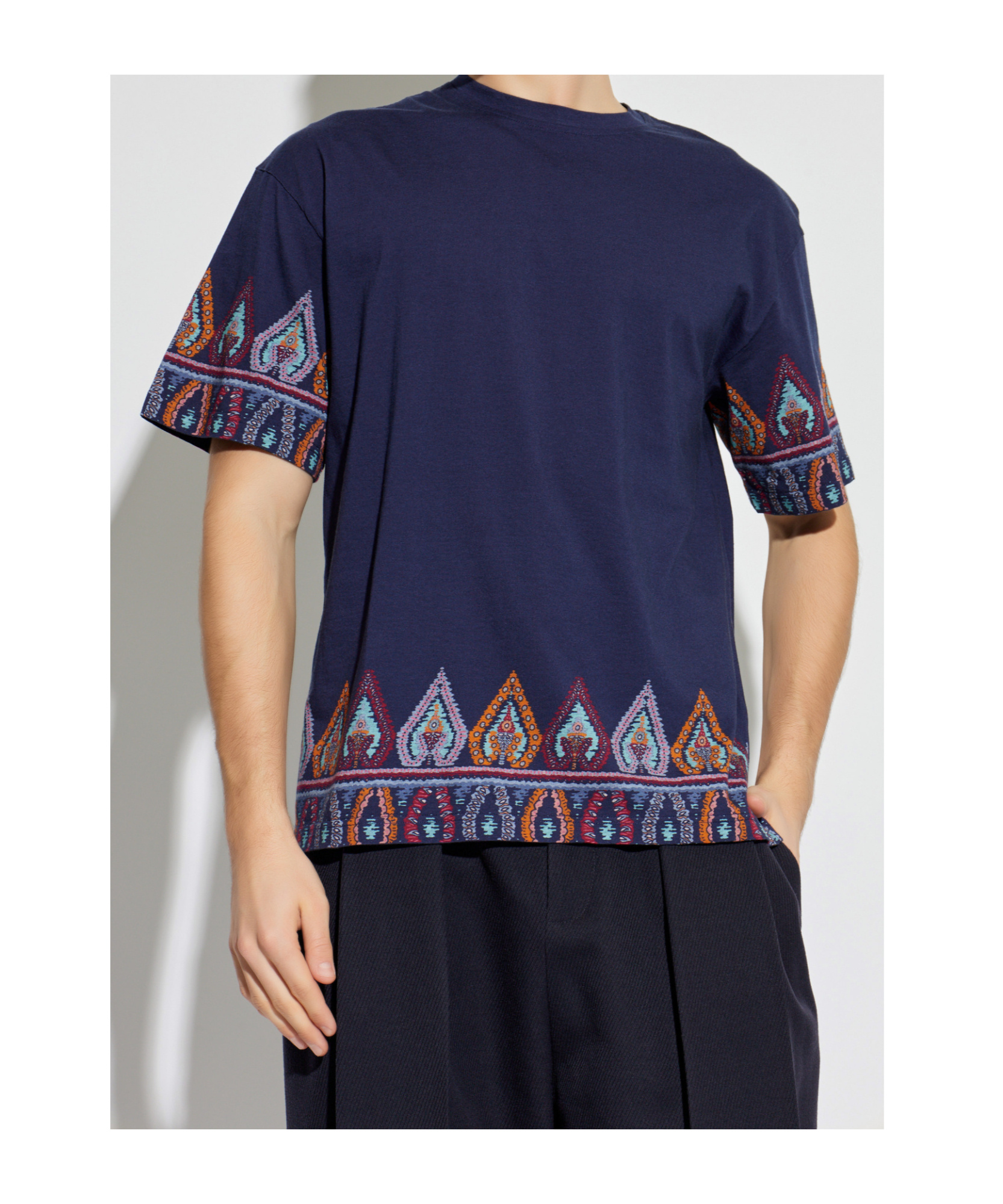Etro Patterned Crewneck T-shirt In Blue