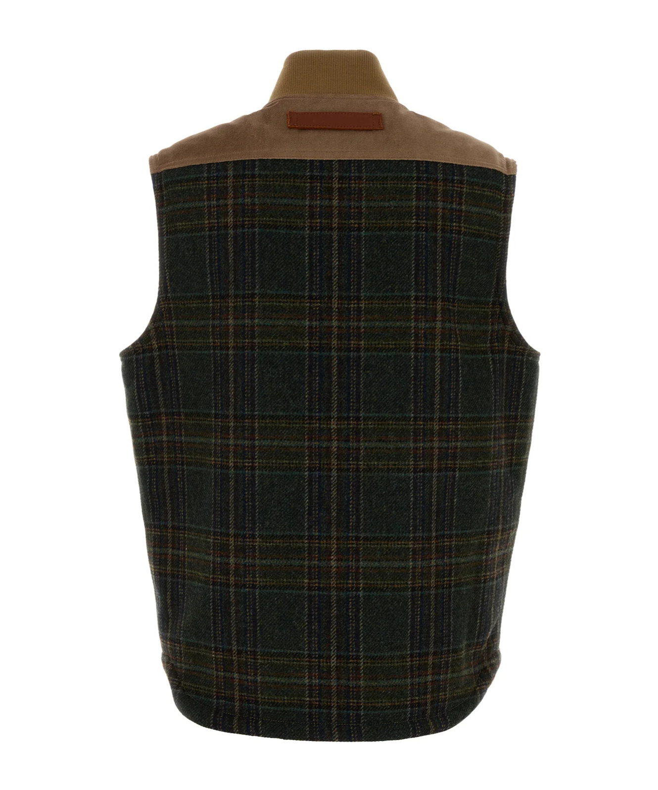 Junya Watanabe Sleeveless Jacket With Patch Pockets And Contrast Panels In Brown