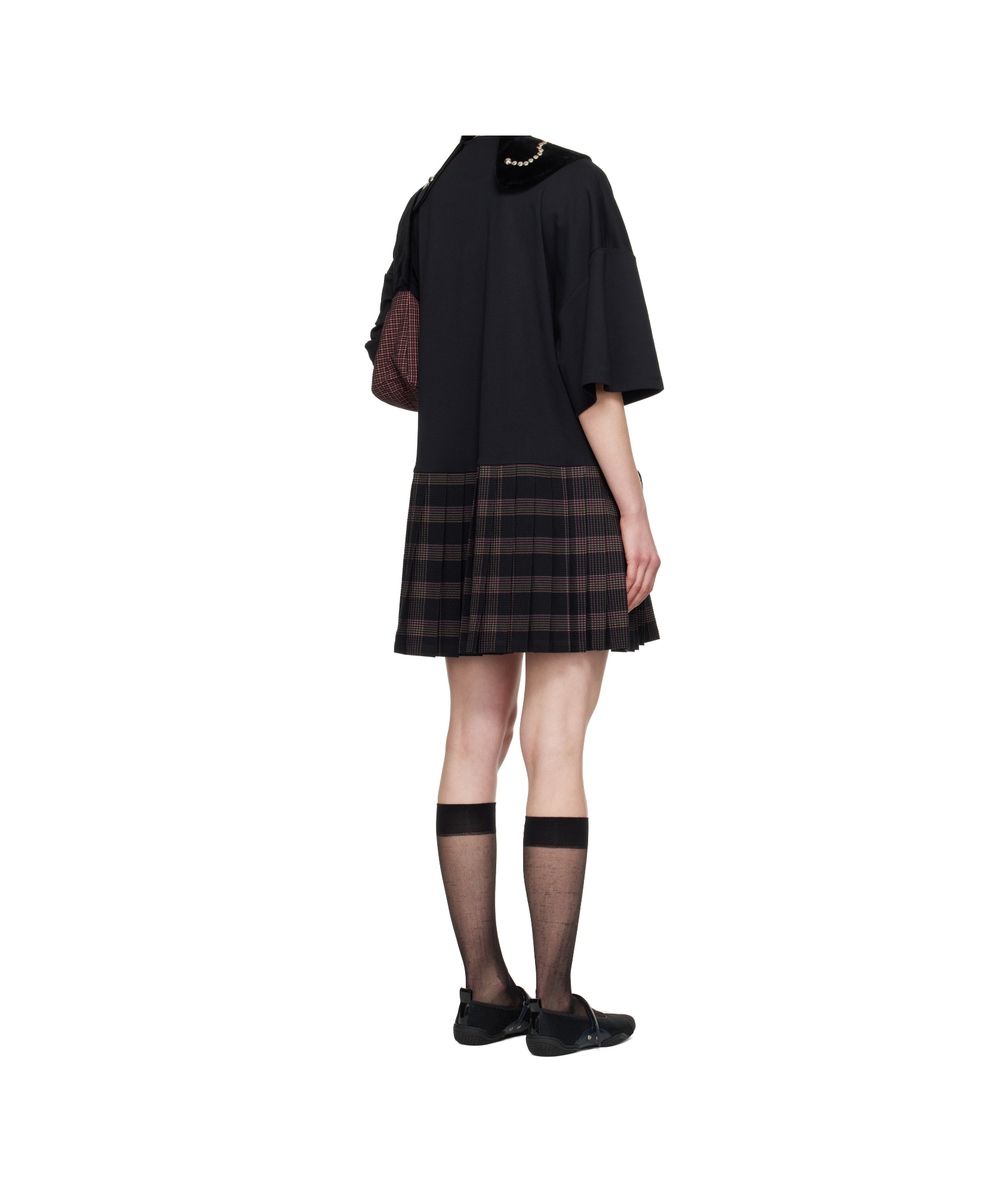 Chopova Lowena Black Saltos Kilt Minidress In Black