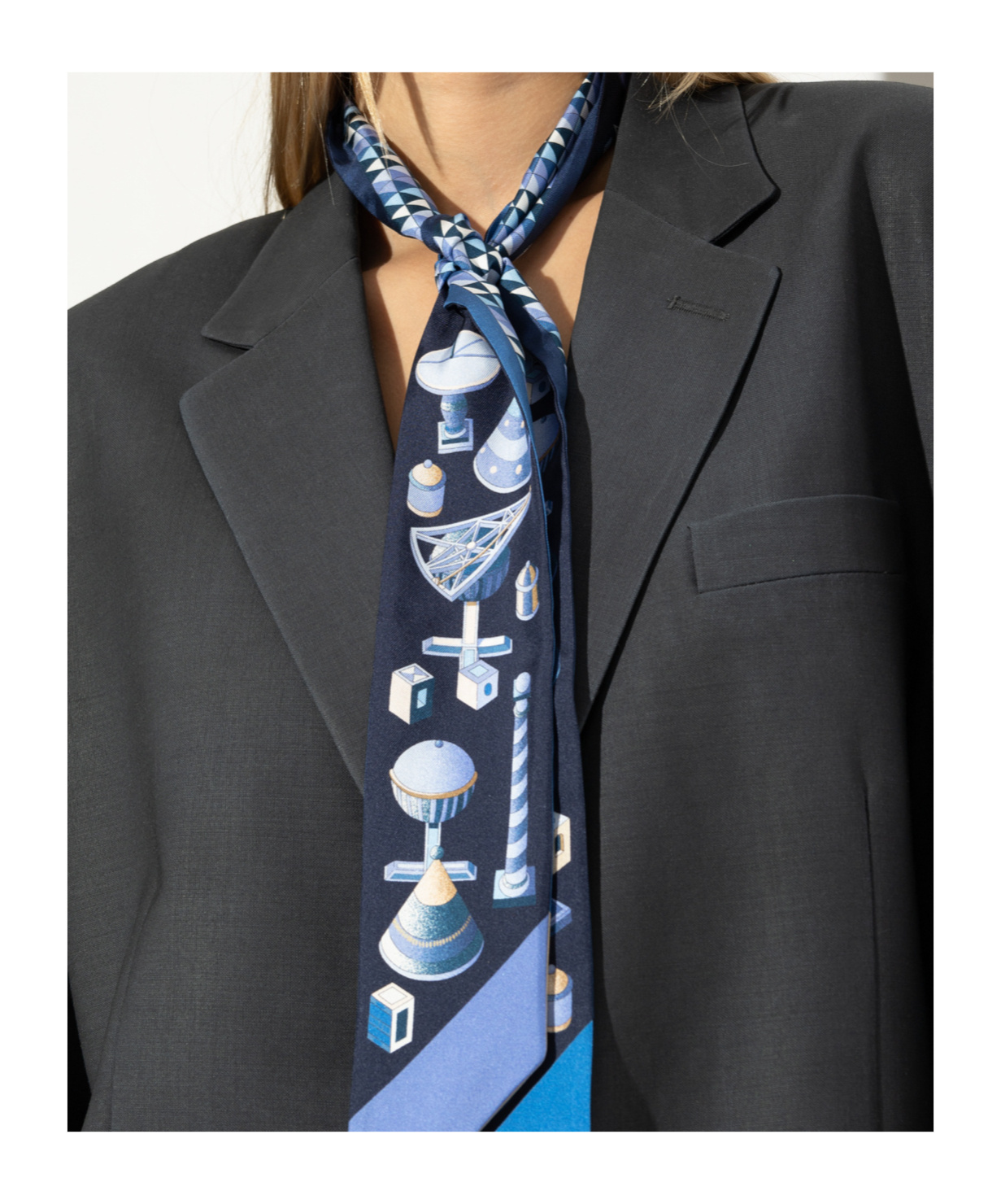 Ferragamo Printed Silk Scarf In Blue