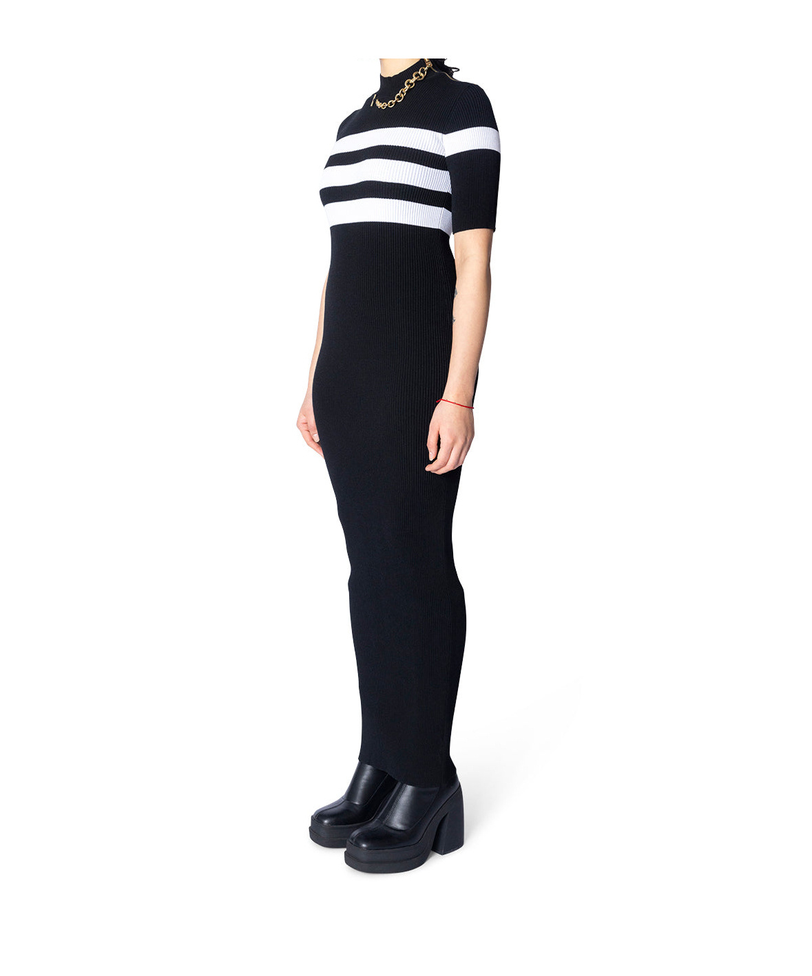 Shop Jean Paul Gaultier Striped Maxi Dress In Black