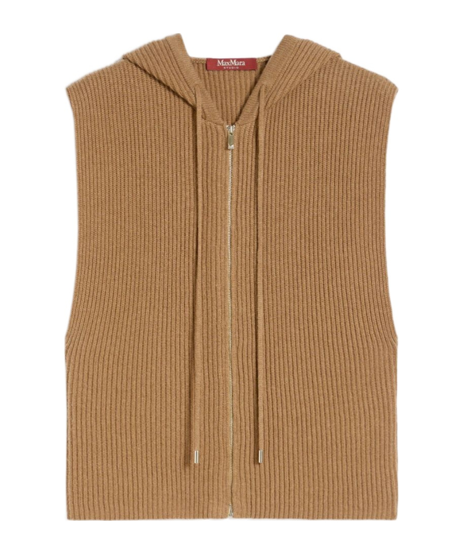 Max Mara Wool And Cashmere Hooded Vest In Brown
