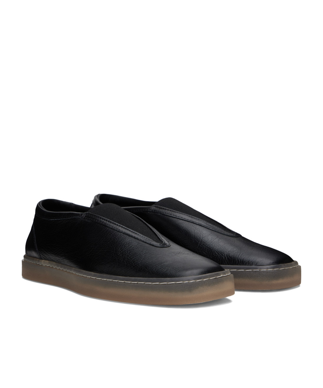 Lemaire Black Linoleum Piped Loafers In Black