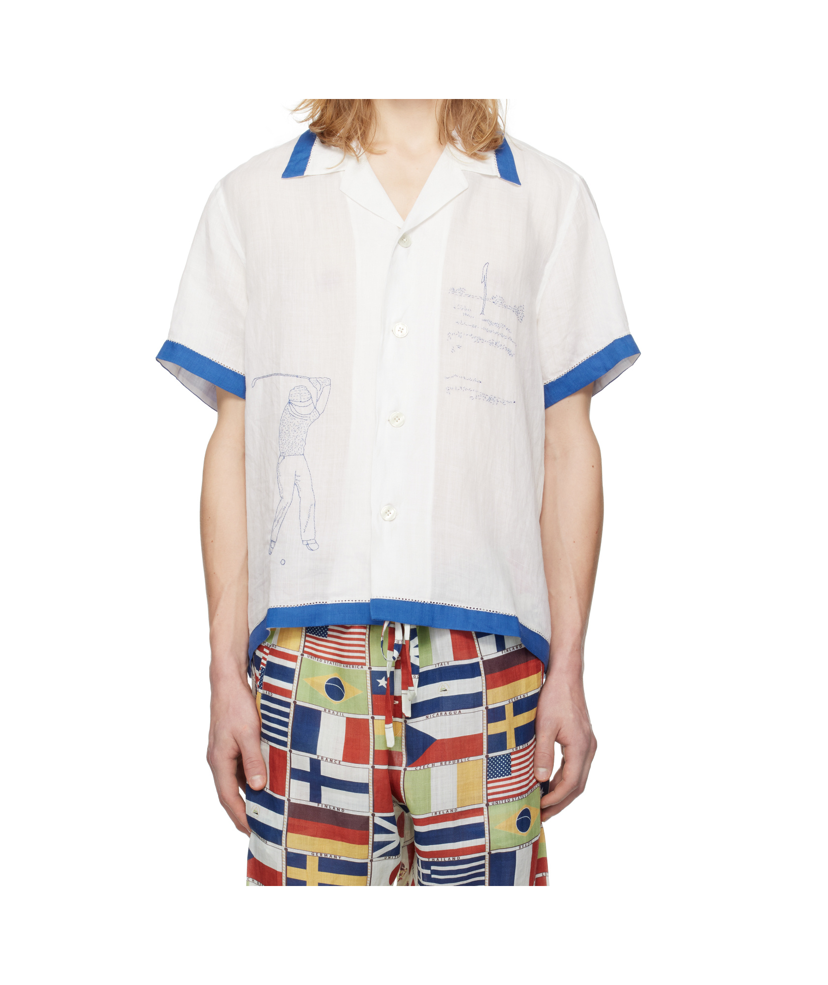 Bode Club Champion Shirt In White/blue