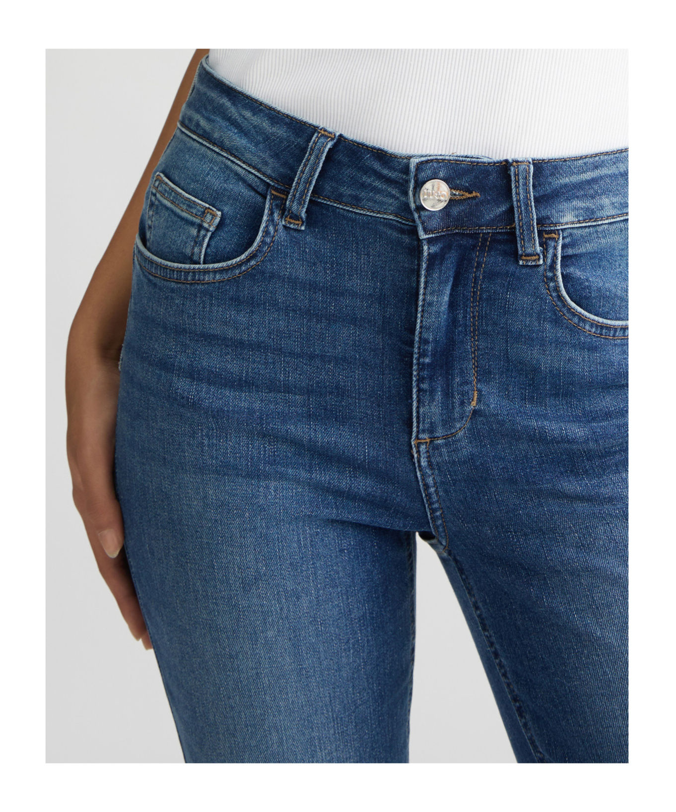 Shop Liu •jo Belt-loop Jeans In Blue