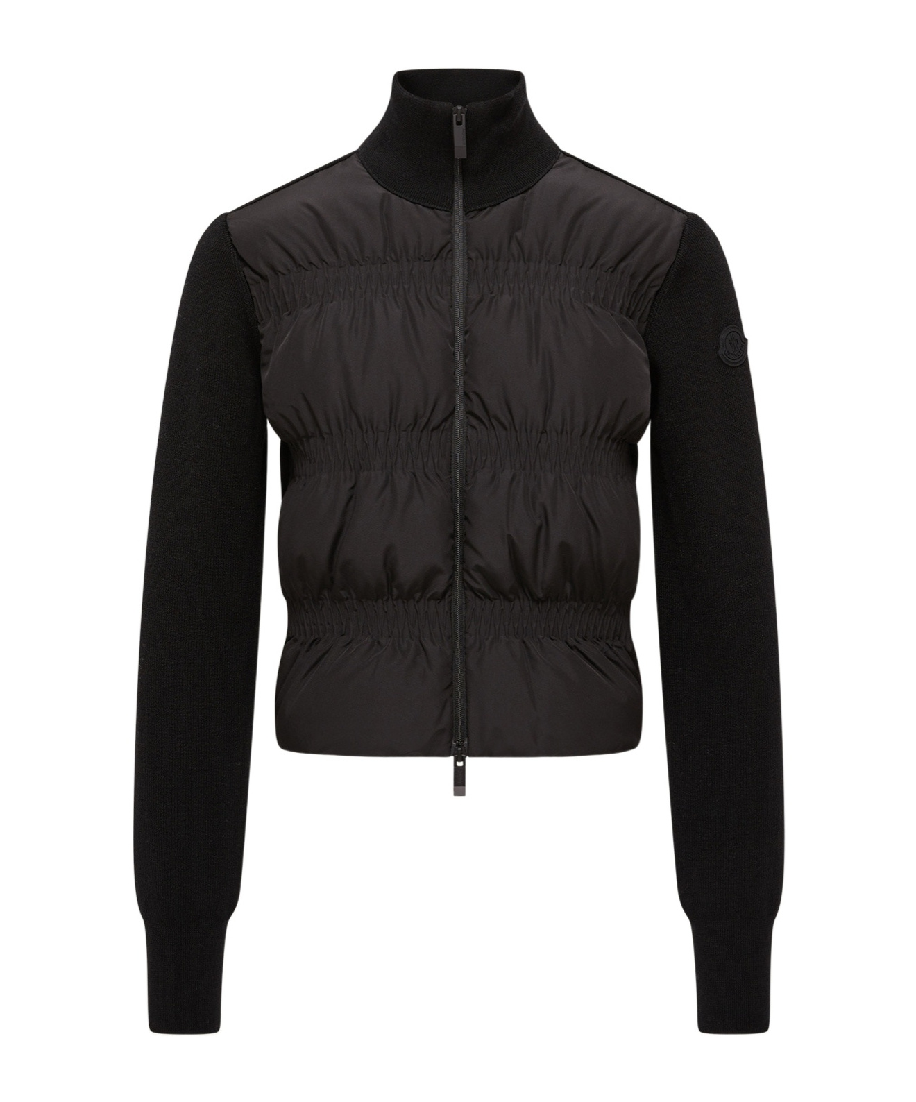 Moncler Padded Wool Zip-up Cardigan In Black