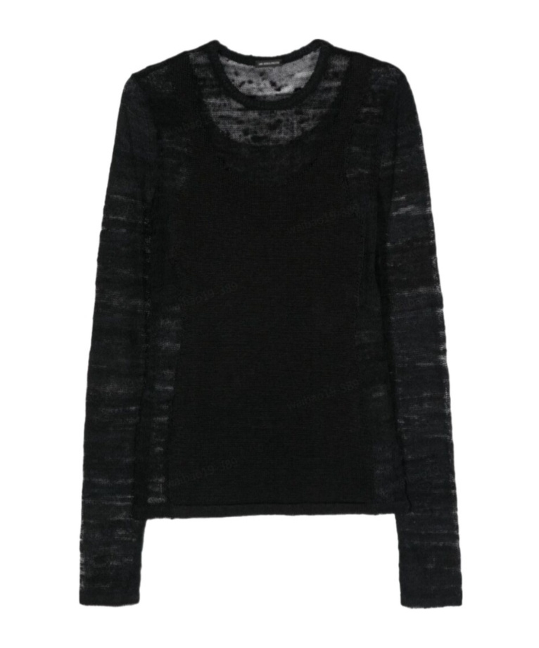 Ann Demeulemeester Marten Ghost Long Sleeve Top Sweaters Black "black" In Black