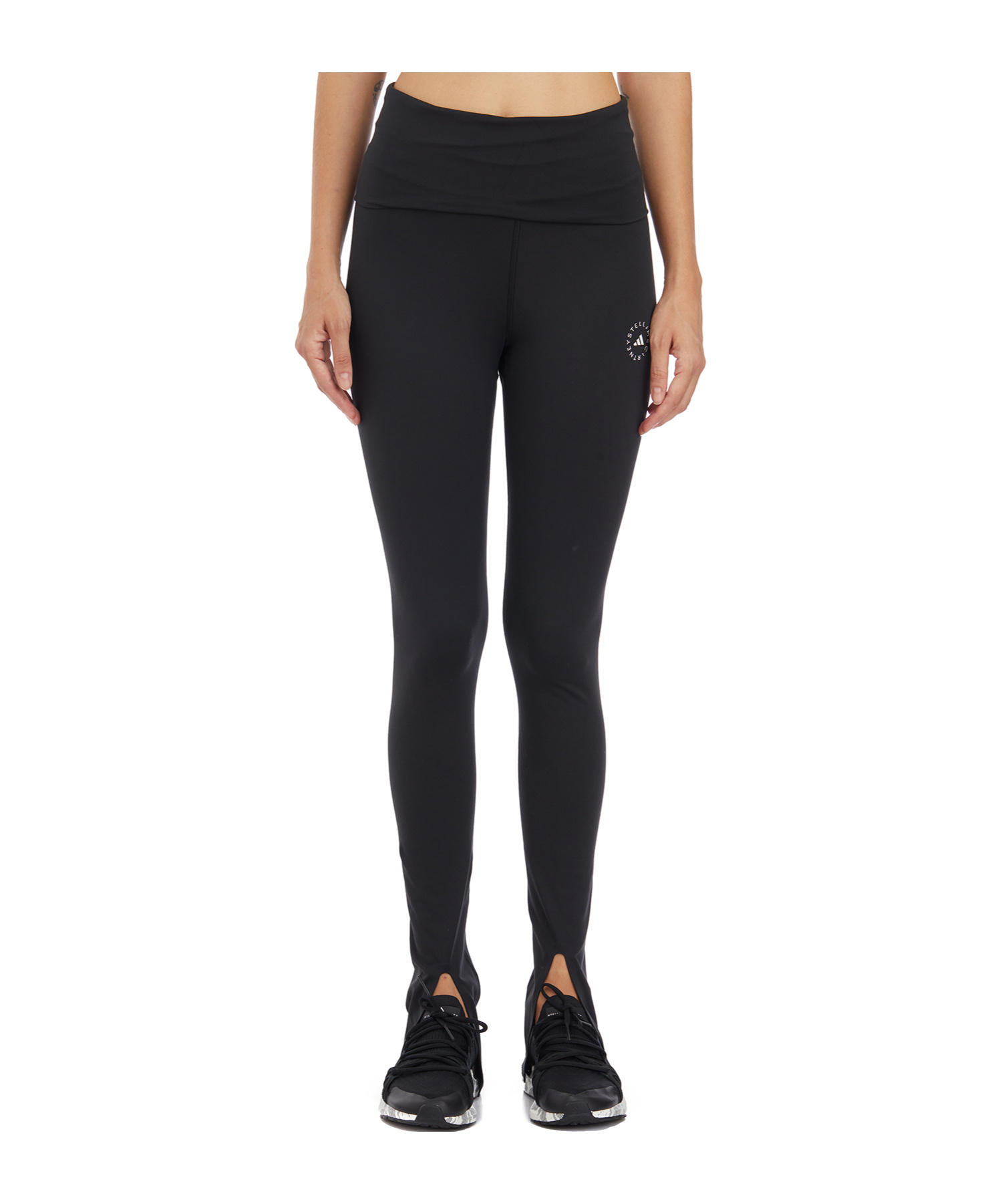 Shop Adidas By Stella Mccartney Logo-print High-waisted Leggings In Black