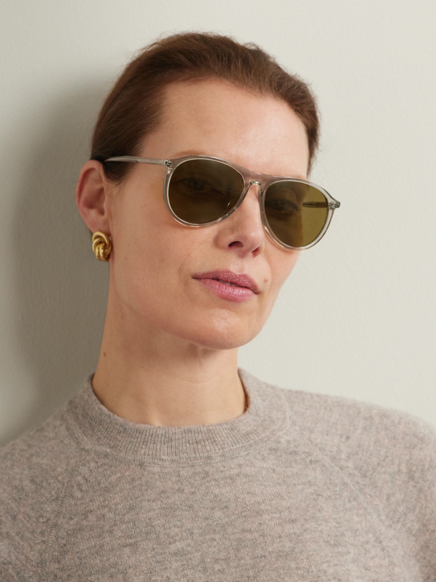 Saint Laurent Eyewear Aviator Sunglasses In Green