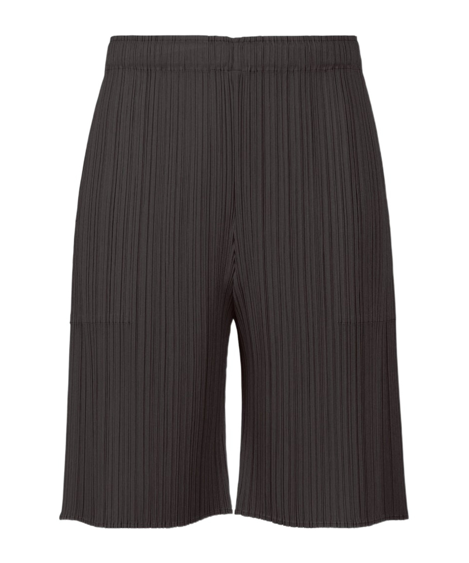 Issey Miyake Pleated Satined Cropped Trousers In Black