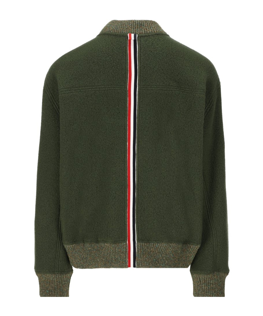 THOM BROWNE SPECKLED-TRIM WOOL BOMBER JACKET