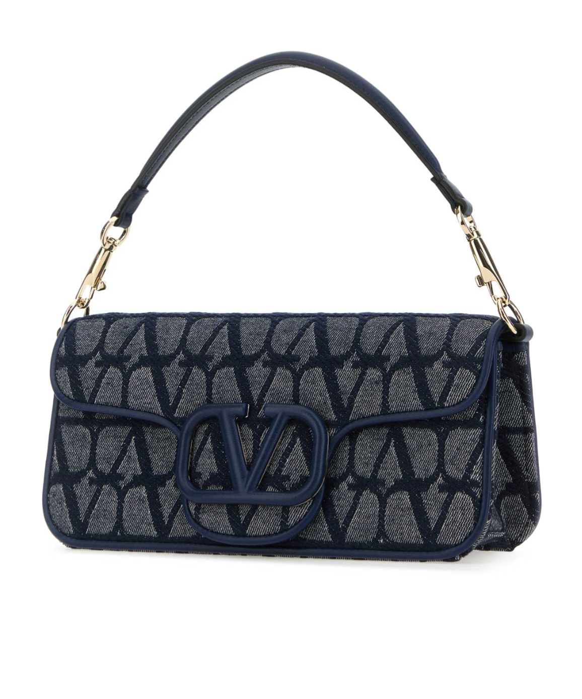 VALENTINO GARAVANI LOCÒ TOILE ICONOGRAPHE DENIM SHOULDER BAG