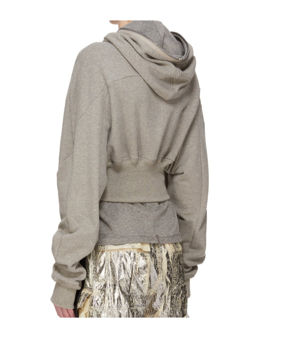 Rick Owens Drkshdw Long Sleeve Hooded Sweatshirt In Gray