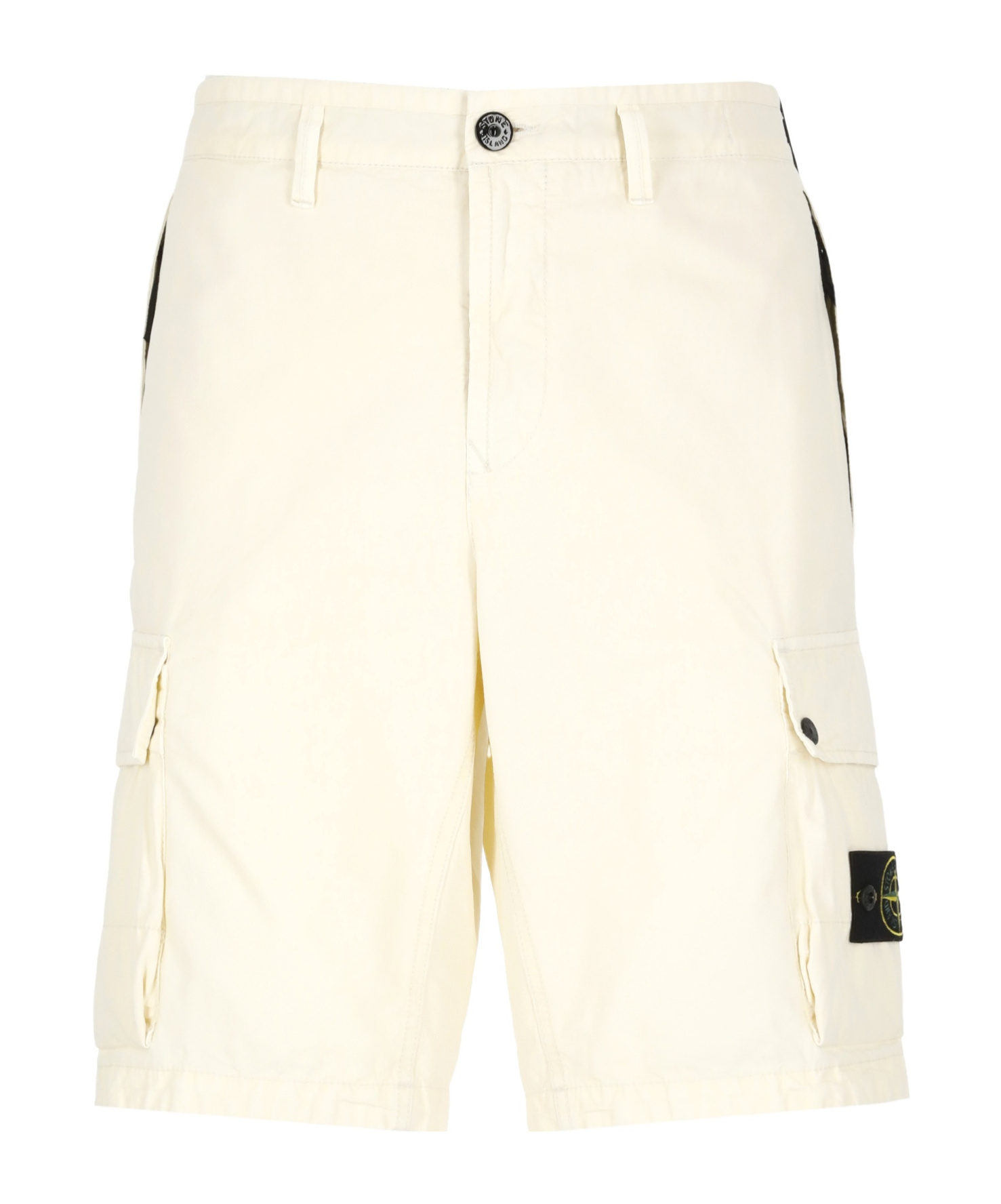Stone Island Compass Patch Bermuda Shorts In White