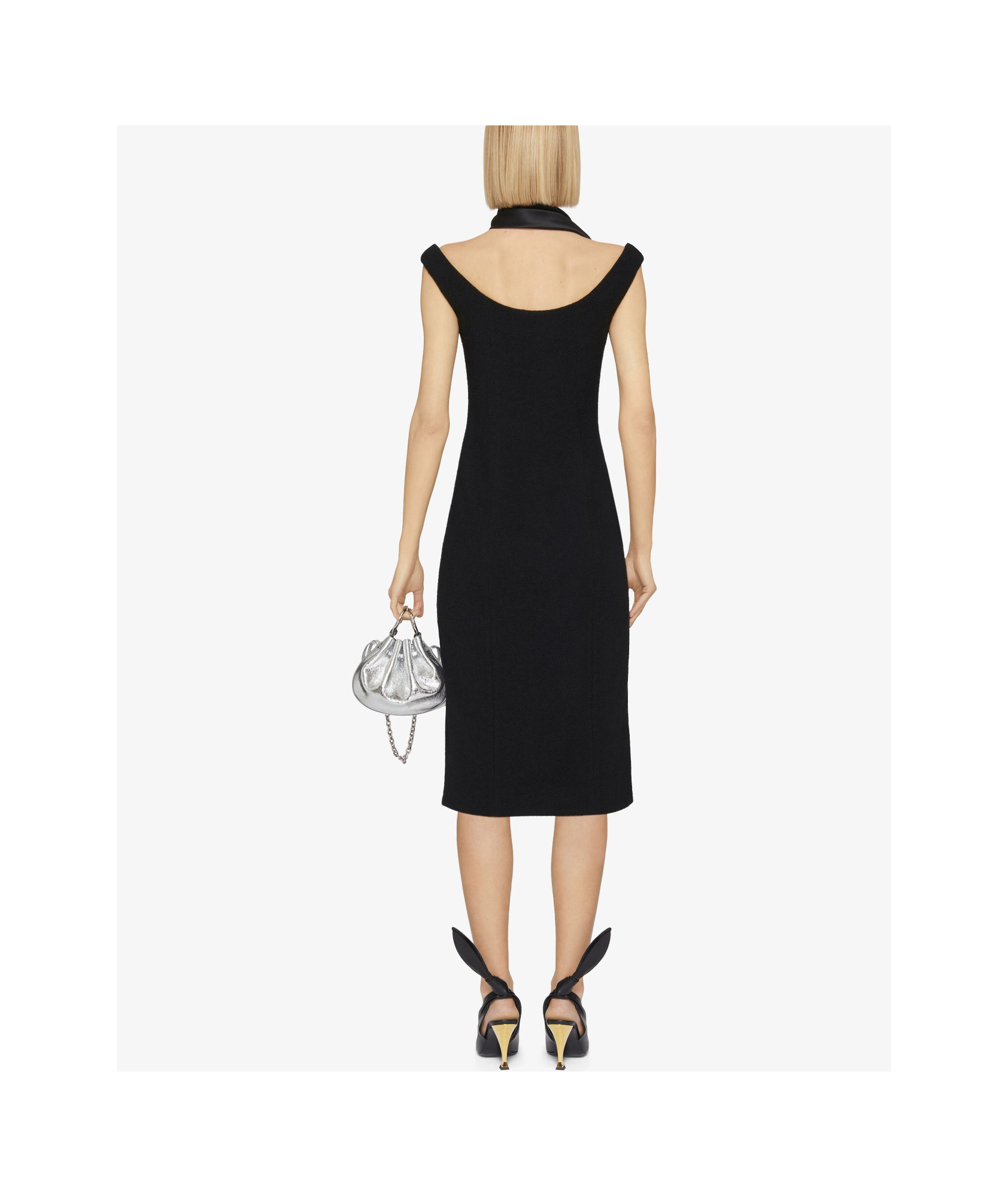 Shop Givenchy Dress In Wool With Swallow Collar In Black