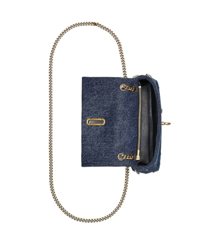 Marc Jacobs Minithe Trinket Charm Denim Dual-chain Crossbody Bag In Blue