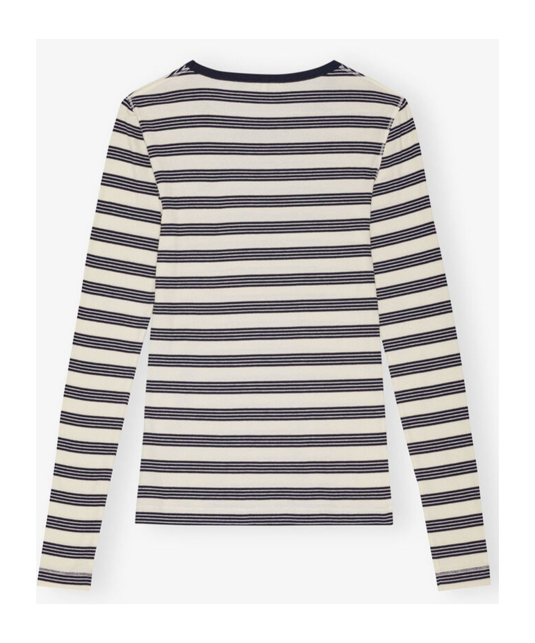 Ganni Organic Cotton Striped T-shirt In White