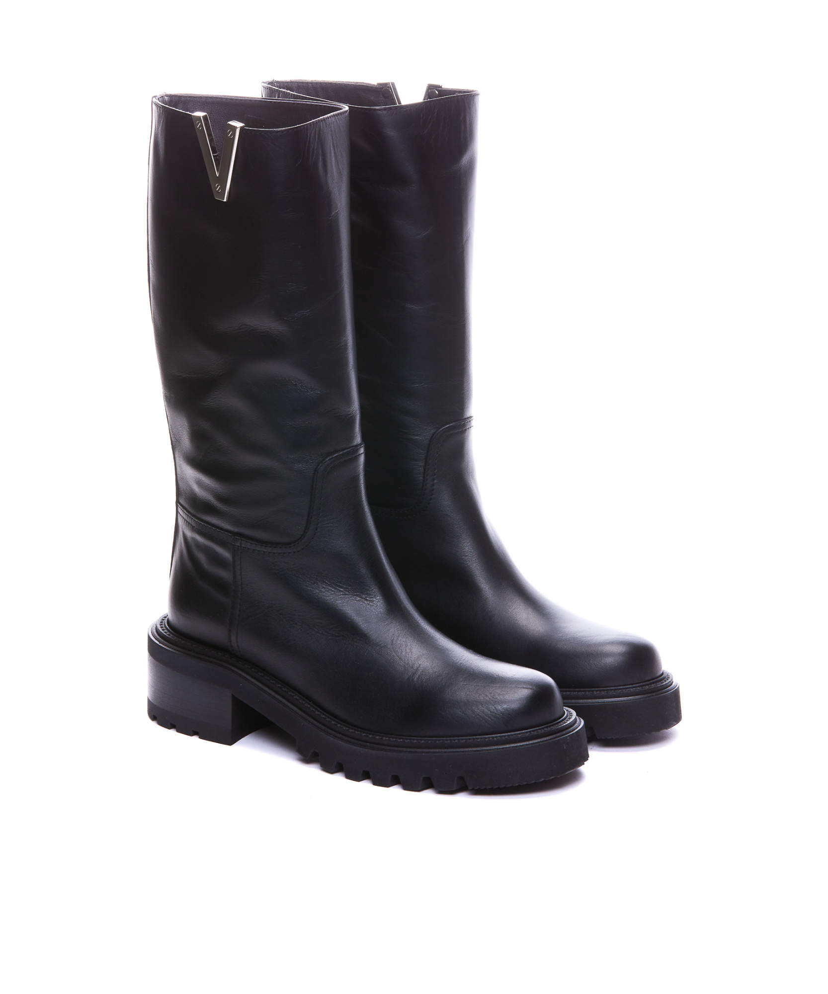 VIA ROMA 15 70MM VLOGO LEATHER BOOTS 