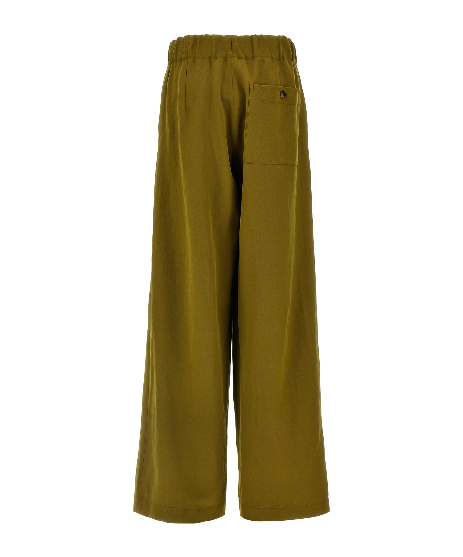 Dries Van Noten Trousers Wide Leg Elastic Waistband In Green