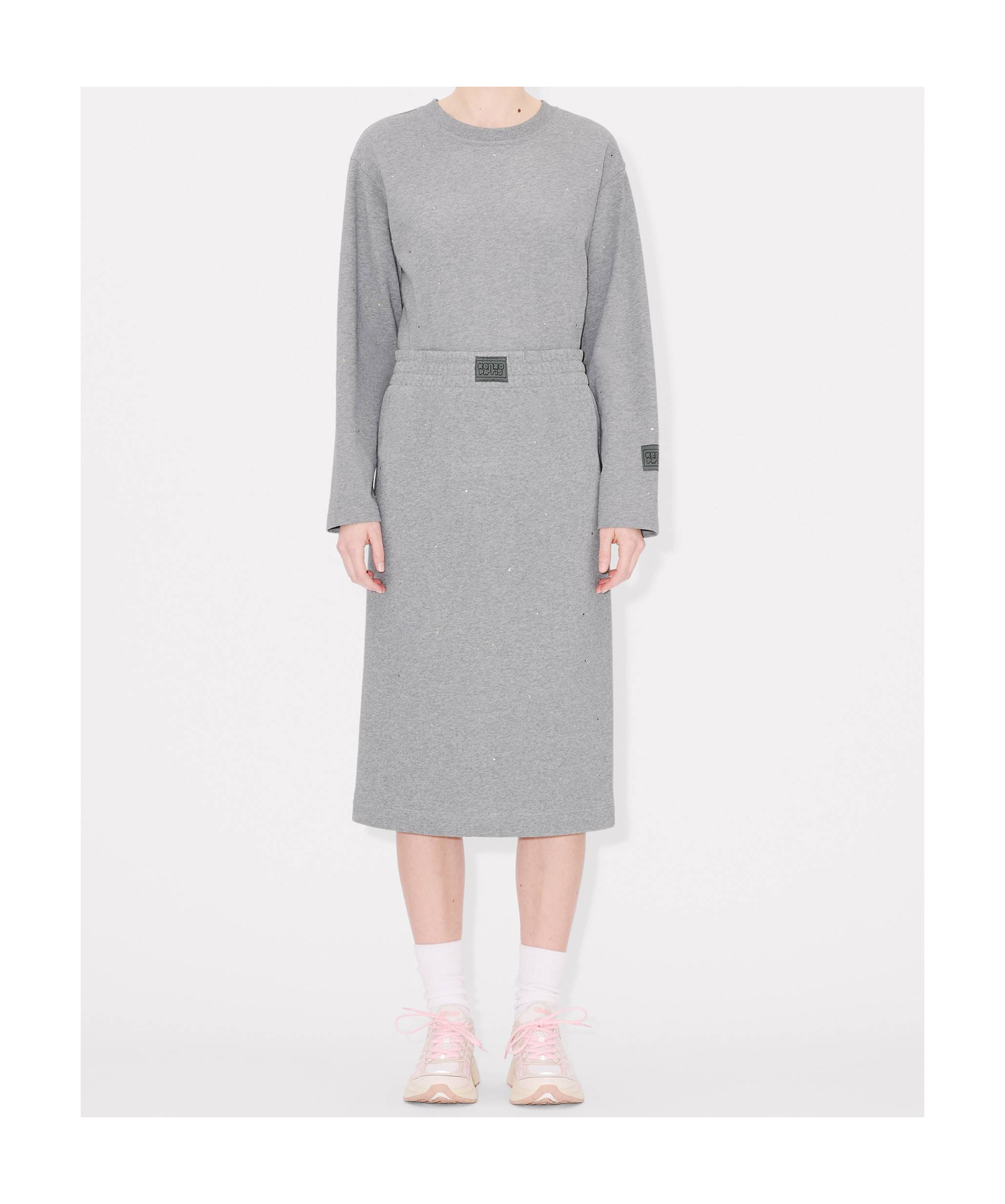 Kenzo Elephant Logo Strass Midi Skirt