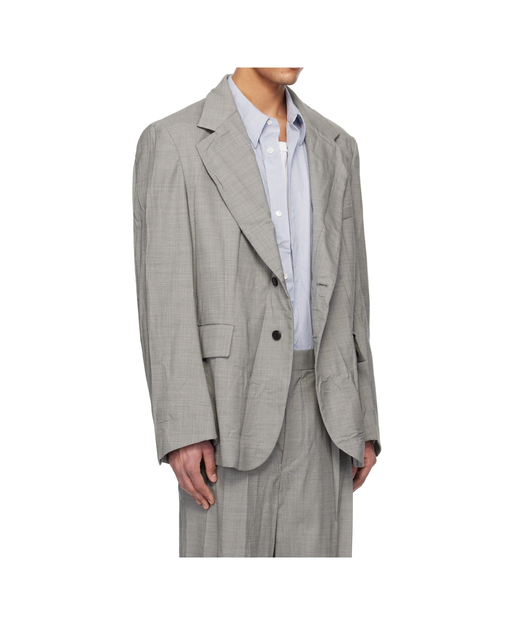 Hed Mayner Gray Crinkled Blazer In Grey