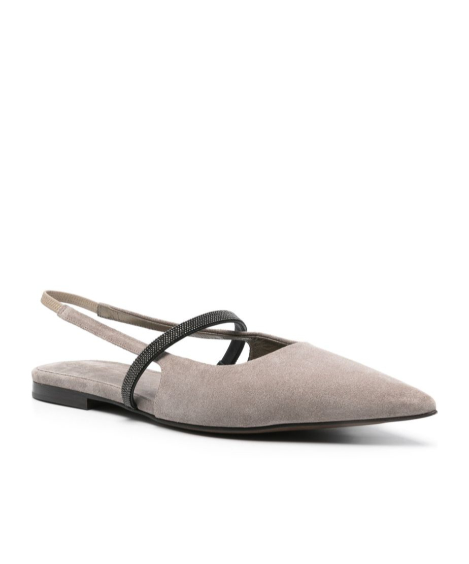 Brunello Cucinelli Slingback Flats In Gray
