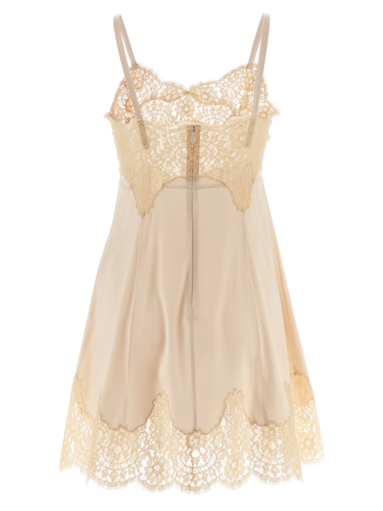 Dolce & Gabbana Lace Trim Spaghetti Strap Dress In Pink