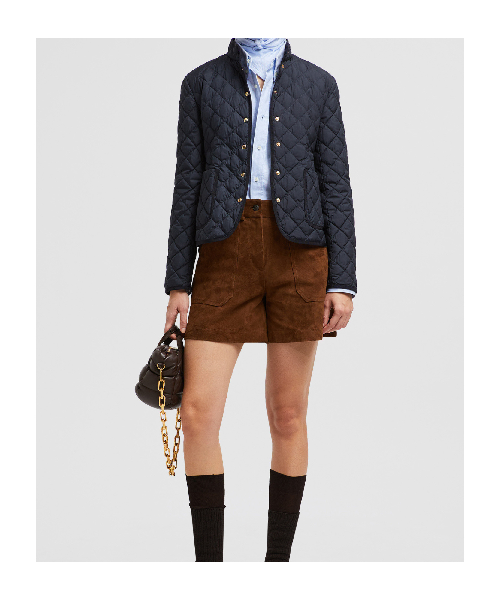 Moncler High-collar Long-sleeved Down Jacket In Blue
