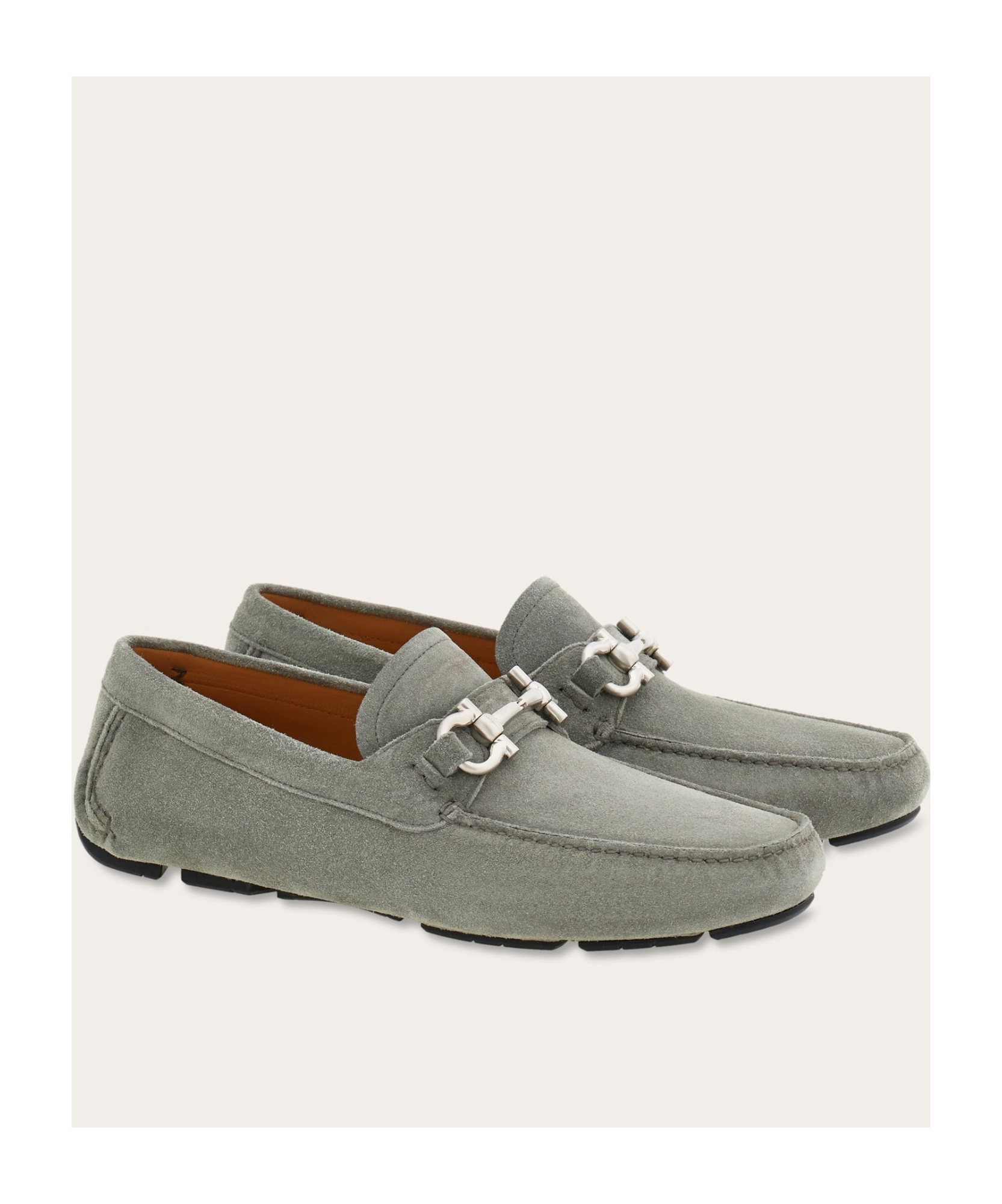 Ferragamo Logo Loafers In Gray