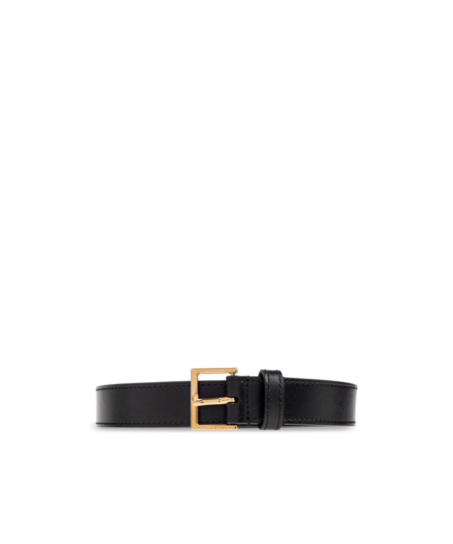 Versace Metal Logo Lettering Leather Belt In Black