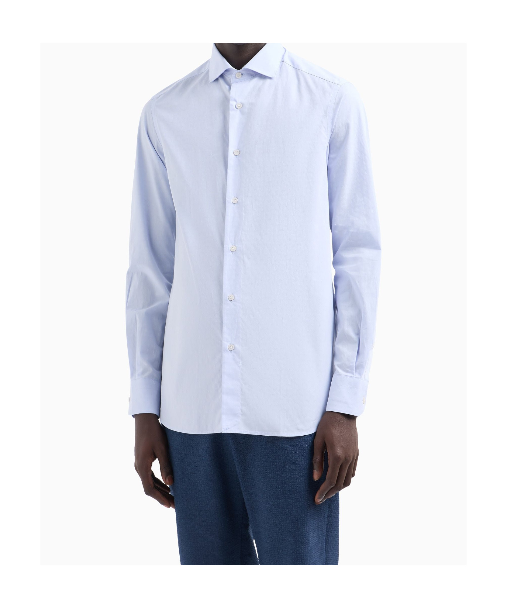 Emporio Armani Cotton Shirt With All-over Jacquard Logo Pattern In White