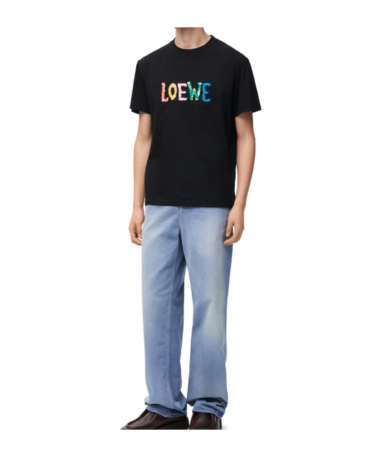 Loewe Slim Fit Logo-embroidered Cotton-jersey T-shirt In Black