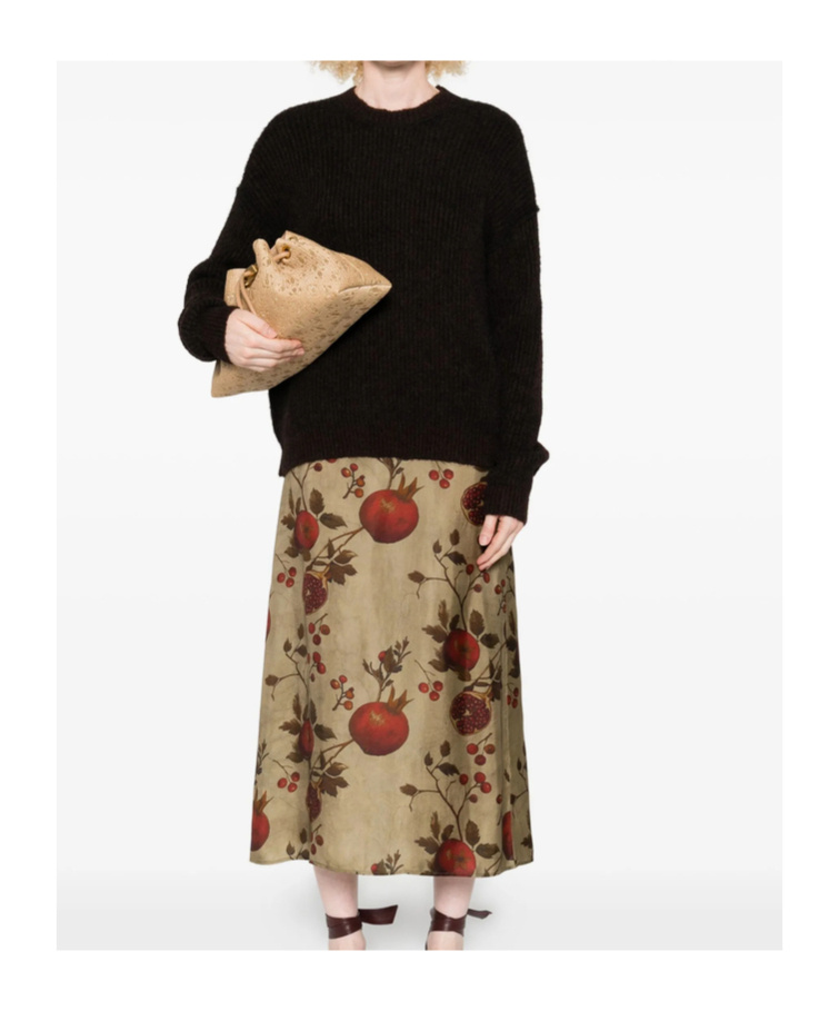 Uma Wang Ribbed Crew-neck Sweater In Brown
